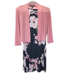 Perceptions Rose and Charcoal Floral Skirt Set